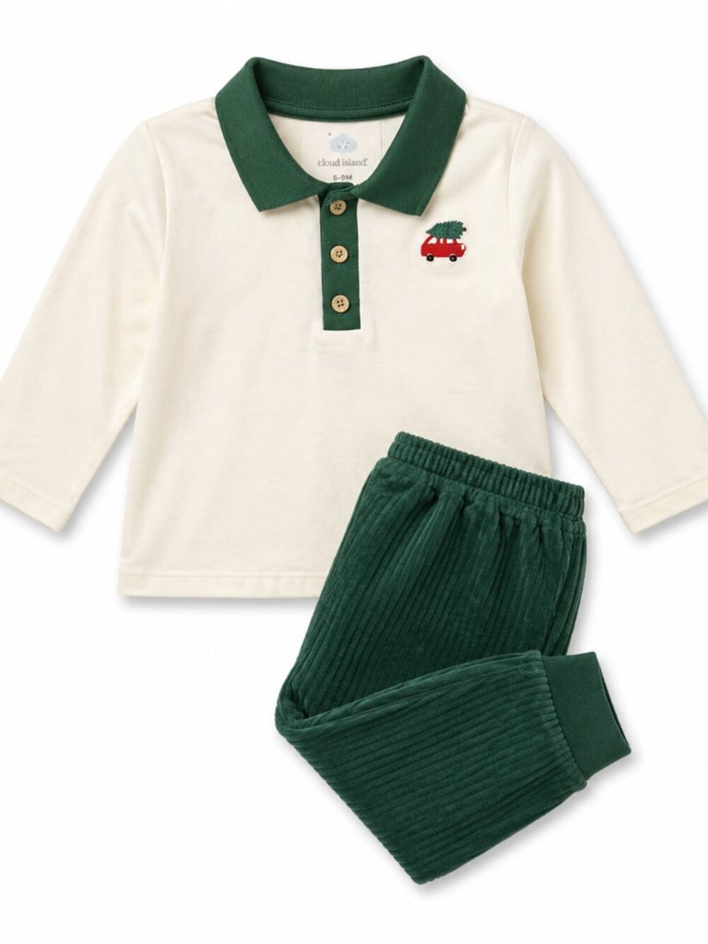 NWT Cloud Island Toddler Boy 2 Piece Holiday Outfit Christmas Polo & Pants 18M